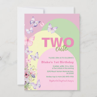 Invitation d'anniversaire de deux mignons papillon