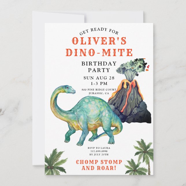 Invitation d'anniversaire de Dinosaur (Devant)