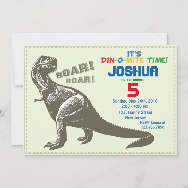 Invitation d'anniversaire de Dinosaur (Devant)