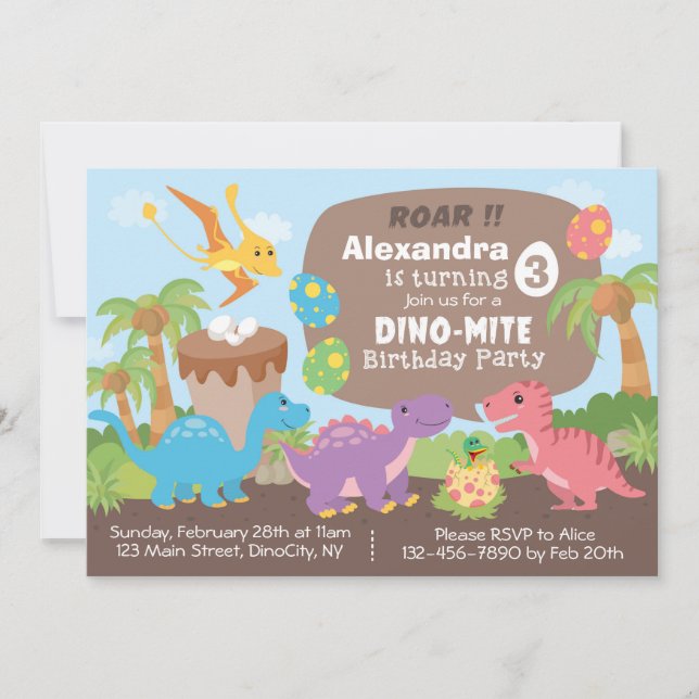 Invitation d'anniversaire de Dinosaur (Devant)