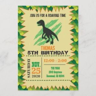 Invitation d'anniversaire de Dinosaur
