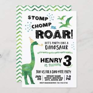 Invitation d'anniversaire de Dinosaur