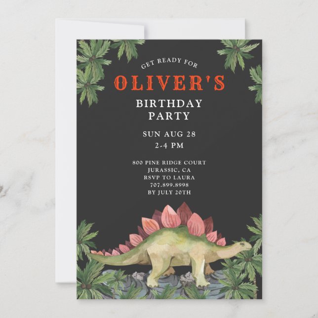 Invitation d'anniversaire de Dinosaur (Devant)