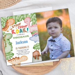 Invitation d'anniversaire de Dinosaur avec photo
