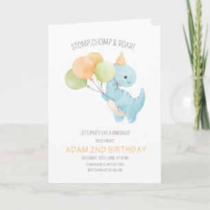 Invitation d'anniversaire de Dinosaur, minimaliste
