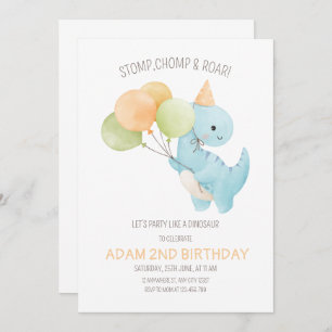 Invitation d'anniversaire de Dinosaur, minimaliste