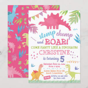 Invitation d'anniversaire de Dinosaur pour une fil