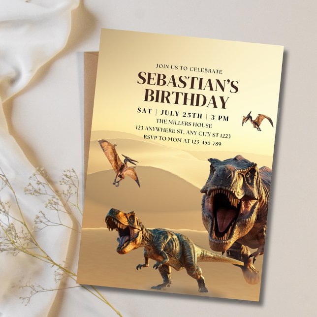 Invitation d'anniversaire de Dinosaur, T Rex Dino  (Créateur téléchargé)