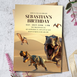 Invitation d'anniversaire de Dinosaur, T Rex Dino