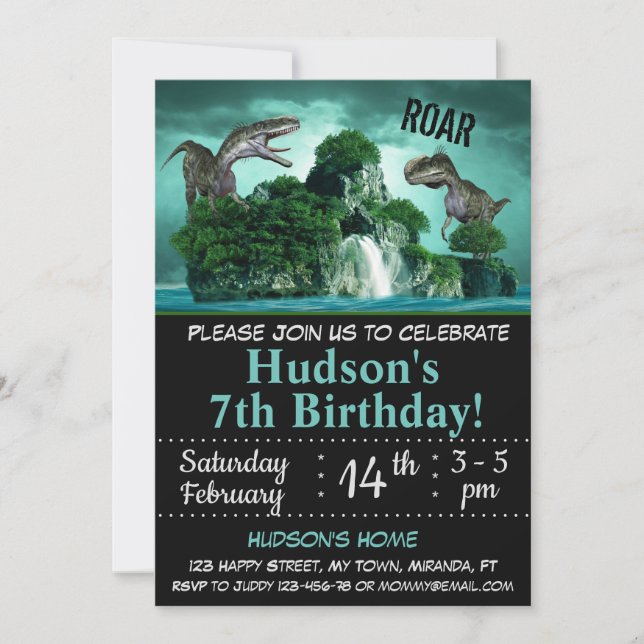 Invitation d'anniversaire de dinosaure (Devant)