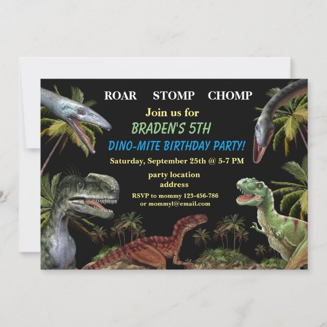 Invitation d'anniversaire de dinosaure (Devant)