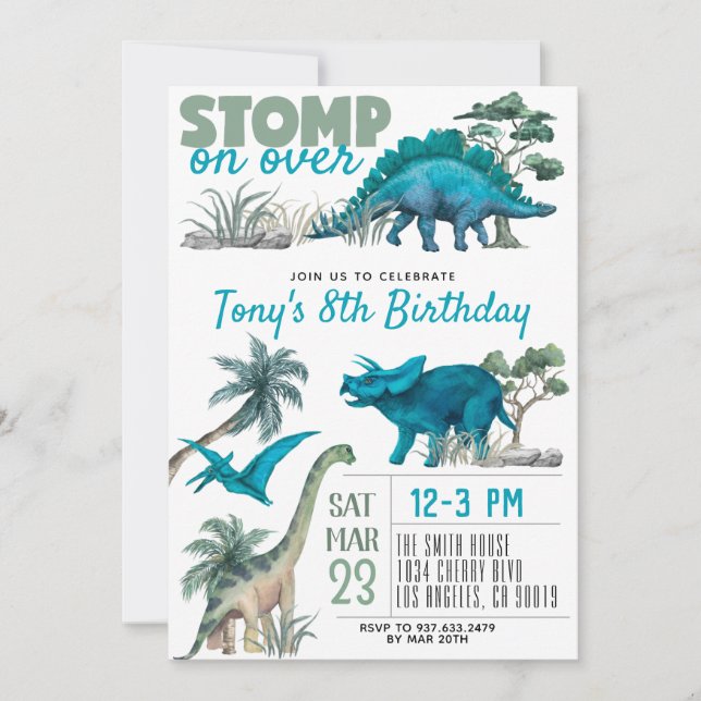 Invitation d'anniversaire de dinosaure (Devant)