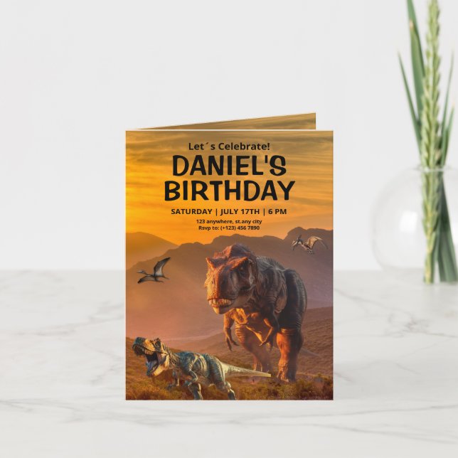 Invitation d'anniversaire de dinosaure, Anniversai (Devant)