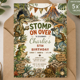 Invitation d'anniversaire de dinosaure d'explosion