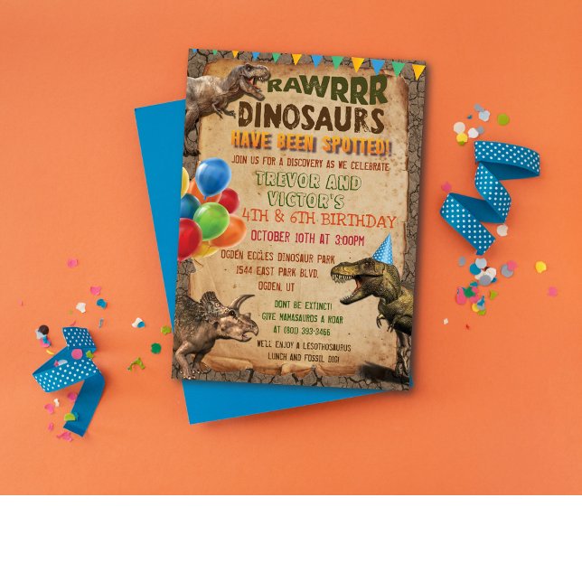 Invitation d'anniversaire de dinosaure en commun p (Créateur téléchargé)