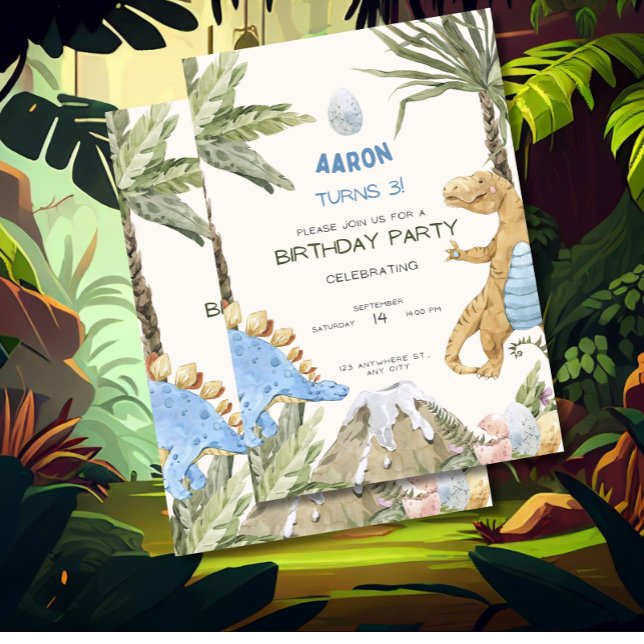 Invitation d'anniversaire de dinosaure Fête d'anni (Créateur téléchargé)