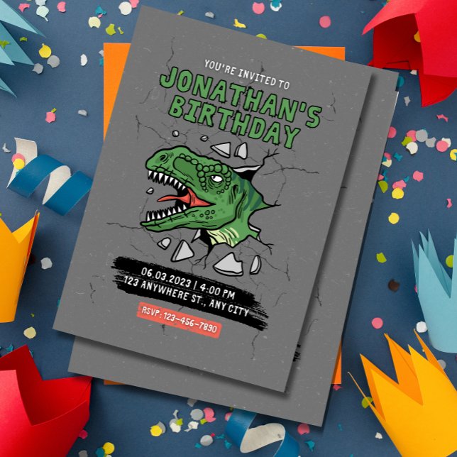 Invitation d'anniversaire de dinosaure Fête d'anni (Créateur téléchargé)