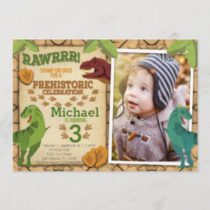 Invitation d'anniversaire de dinosaure, invitation