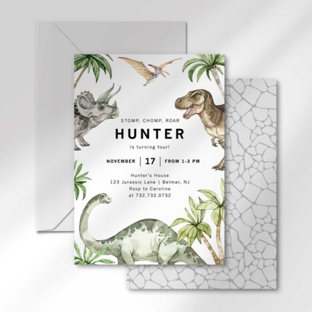 Invitation d'anniversaire de dinosaure jurassique (Créateur téléchargé)