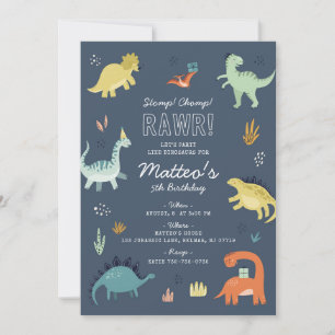 Invitation d'anniversaire de dinosaure mignon