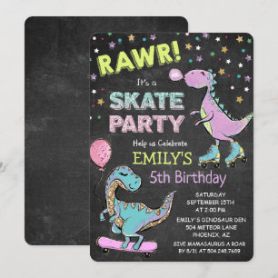 Invitation d'anniversaire de dinosaure mignon pour