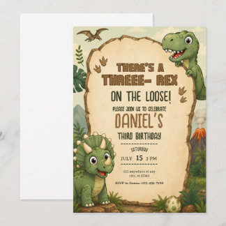 Invitation d'anniversaire de dinosaure mignon pour