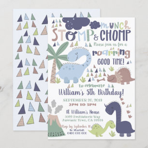 Invitation d'anniversaire de dinosaure Piétinement