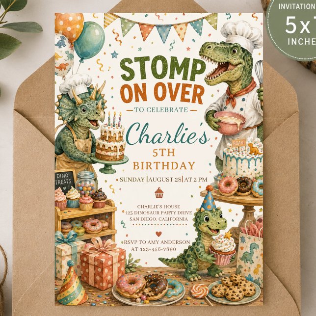 Invitation d'anniversaire de dinosaure pirate (Créateur téléchargé)