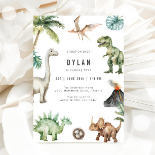 Invitation d'anniversaire de dinosaure pour enfant