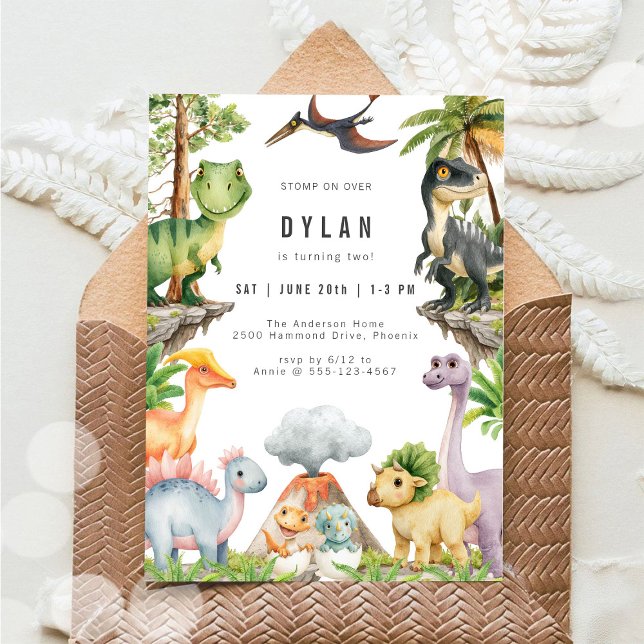 Invitation d'anniversaire de dinosaure pour enfant (Créateur téléchargé)