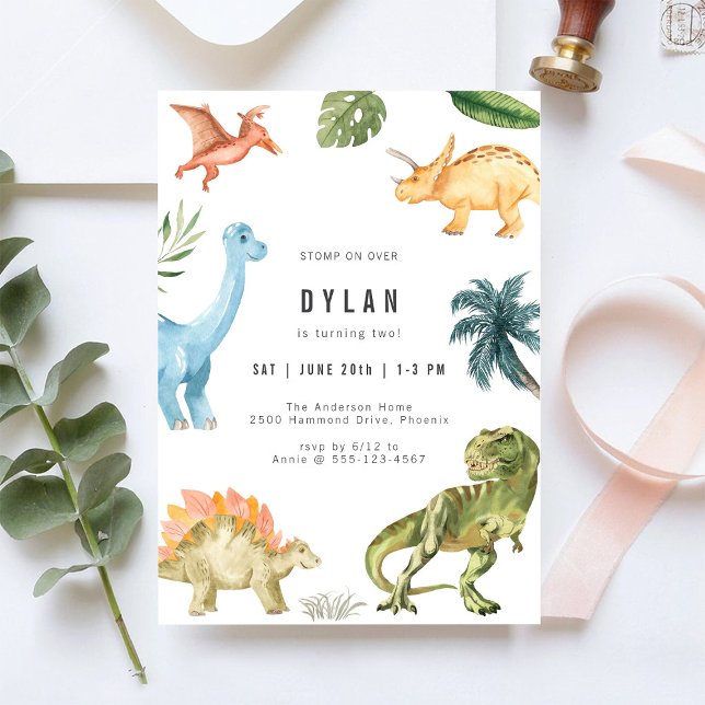 Invitation d'anniversaire de dinosaure pour enfant (Créateur téléchargé)