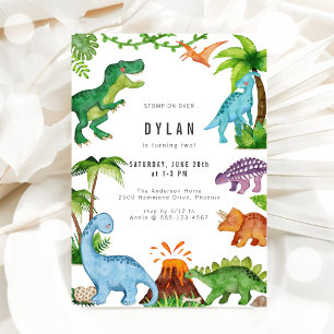 Invitation d'anniversaire de dinosaure pour enfant