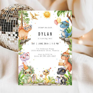 Invitation d'anniversaire de dinosaure pour enfant