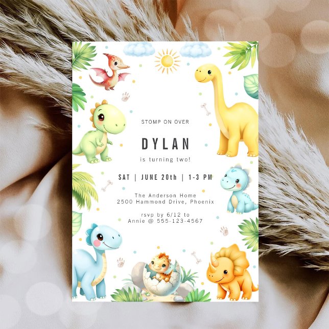 Invitation d'anniversaire de dinosaure pour enfant (Créateur téléchargé)