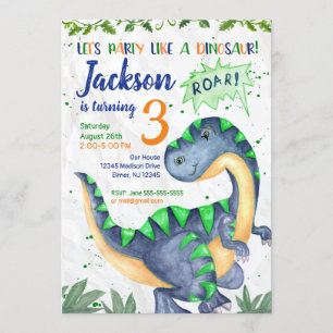 Invitation d'anniversaire de dinosaure pour un