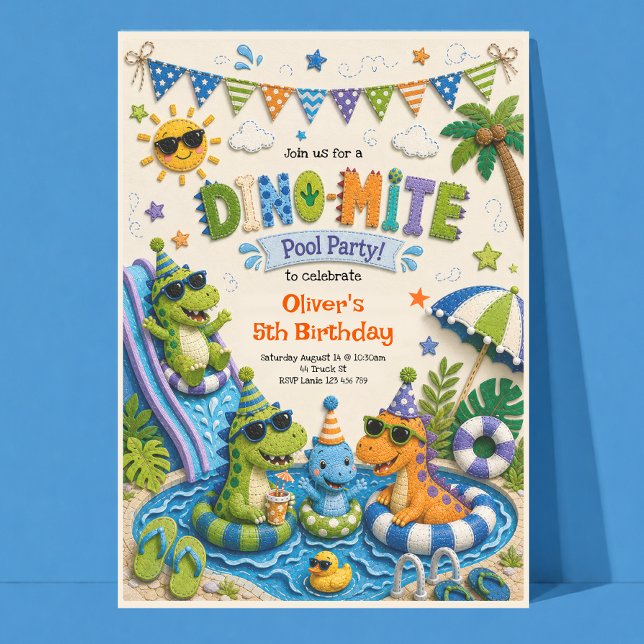 Invitation d'anniversaire de dinosaure pour une fê (Créateur téléchargé)