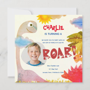 Invitation d'anniversaire de dinosaure ROAR person