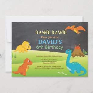Invitation d'anniversaire de dinosaure sur tableau