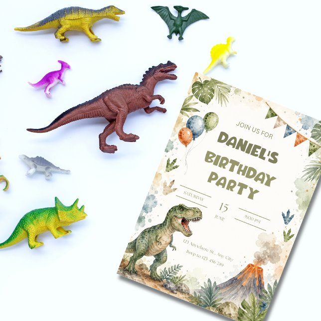 Invitation d'anniversaire de dinosaure T-Rex à l'a (Créateur téléchargé)