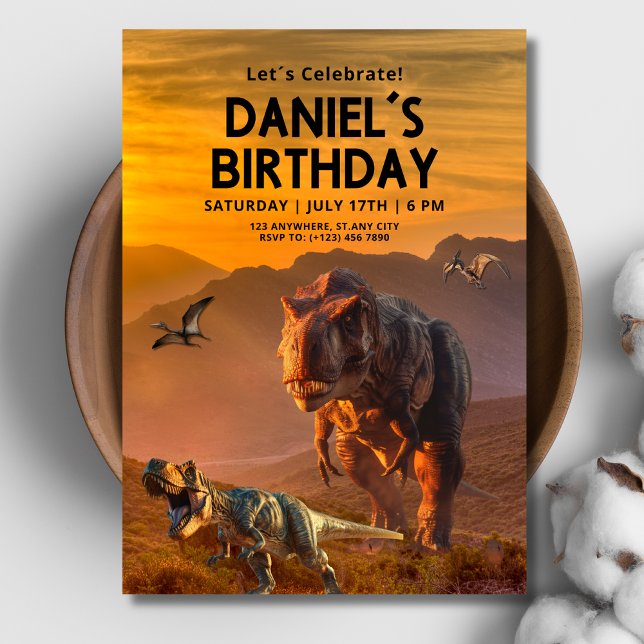 Invitation d'anniversaire de dinosaure, T REX Enfa (Créateur téléchargé)