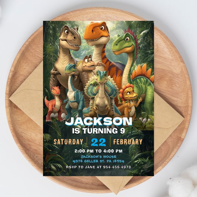 Invitation d'anniversaire de dinosaure T Rex Fête  (Créateur téléchargé)