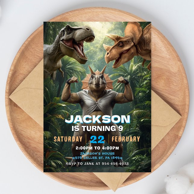 Invitation d'anniversaire de dinosaure T Rex Fête  (Créateur téléchargé)
