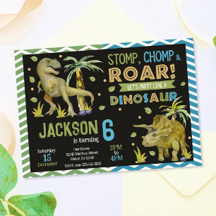 Invitation d'anniversaire de dinosaures T-rex
