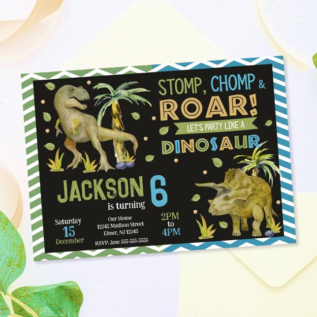 Invitation d'anniversaire de dinosaures | T-rex |  (Créateur téléchargé)