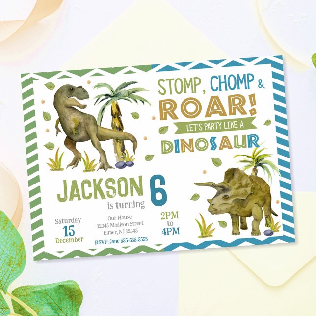 Invitation d'anniversaire de dinosaures | T-rex |  (Créateur téléchargé)