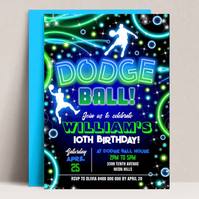 Invitation d'anniversaire de Dodgeball Neon Dodgeb (DODGEBALL INVITATION Instant Download Corjl Dodgeball Party Dodgeball Printable Dodgeball BIRTHDAY)