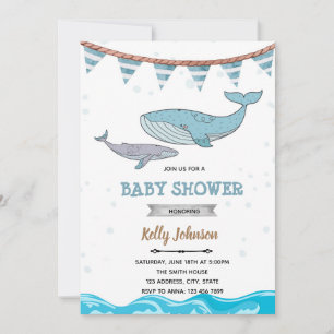Invitation d'anniversaire de douche de baleine sou