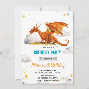Invitation d'anniversaire de dragon