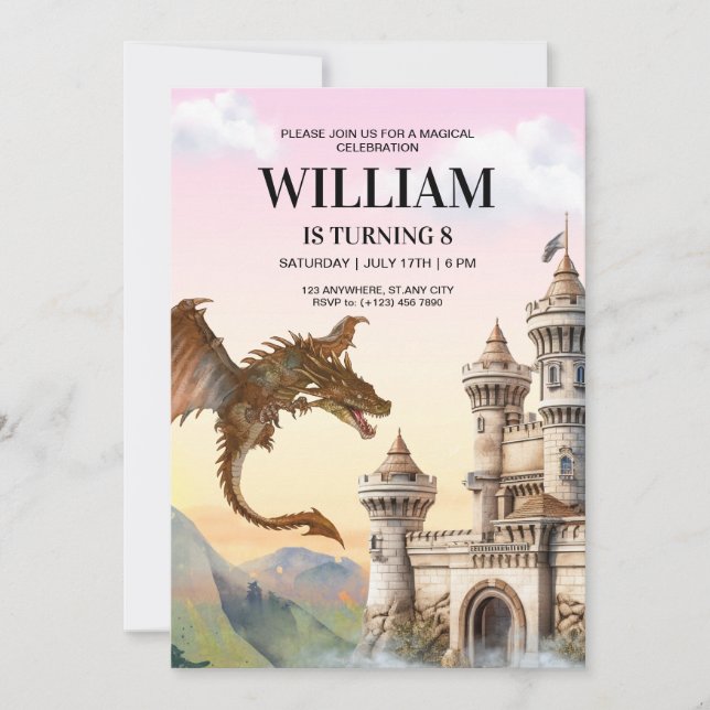 Invitation d'anniversaire de dragon, Anniversaire  (Devant)