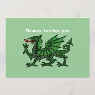 Invitation d'anniversaire de dragon vert
